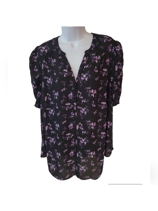 torrid Tops - Torrid Harper Georgette Ruched Short Sleeve Blouse Size 1 (1X)